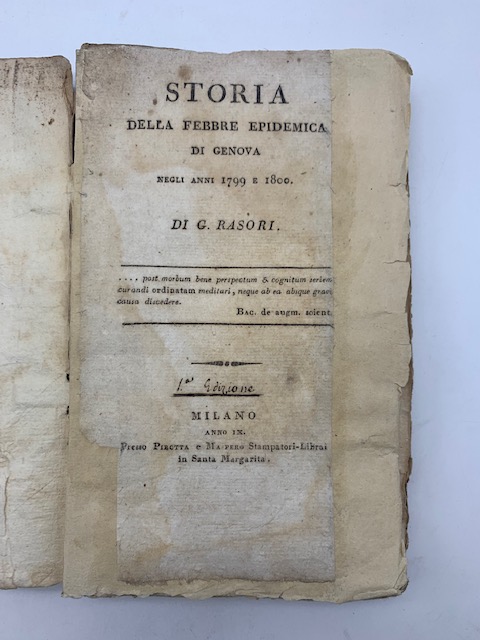 Storia della febbre epidemica di Genova negli anni 1799 e 1800